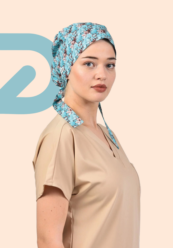 Aqua Blossom CapFlex Hijab-Friendly Surgical Cap