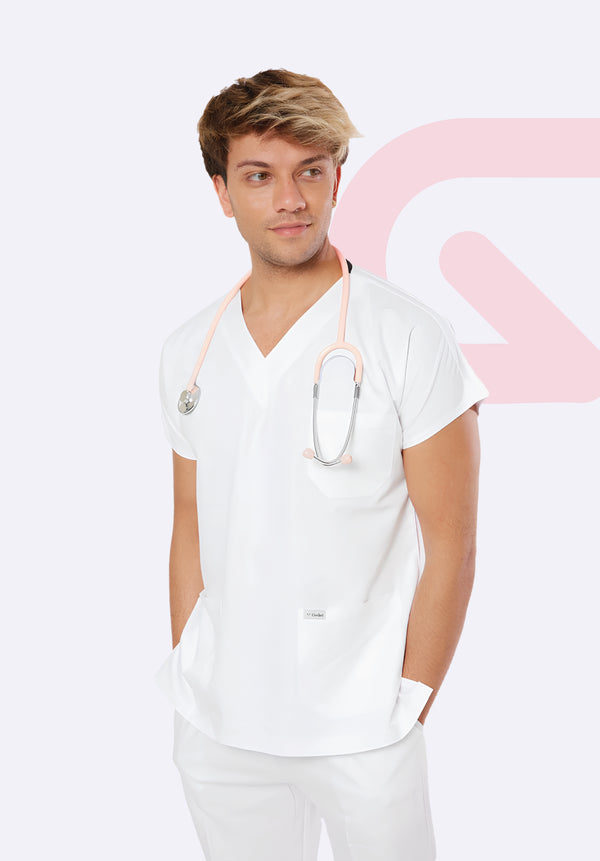 White VFlex Scrub Top